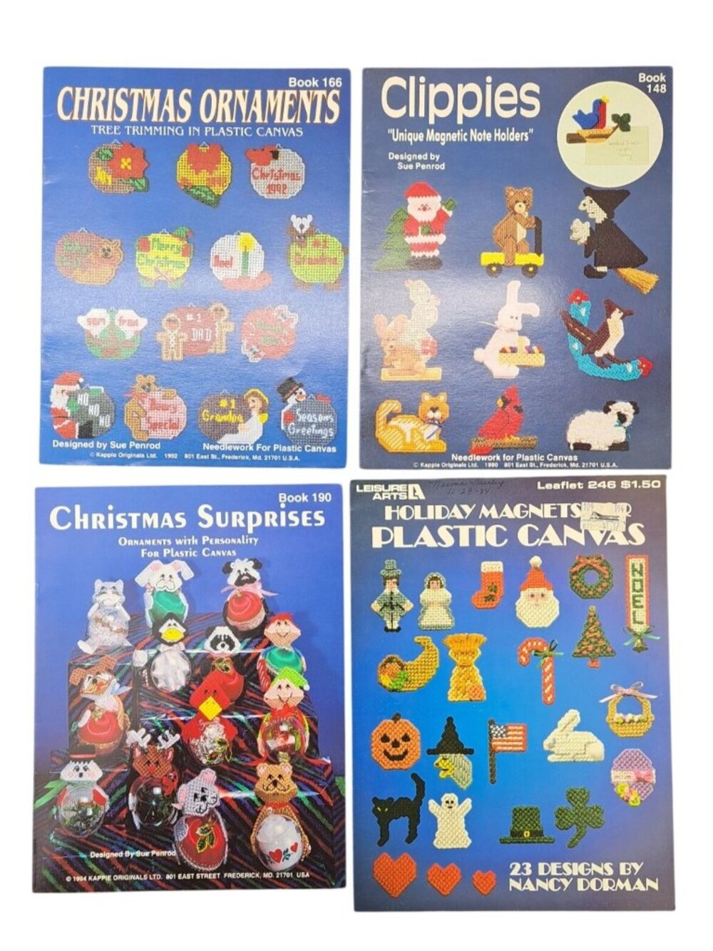 Vintage Plastic Canvas Pattern Books Lot Of 4 Christmas & Holiday Designs Magnet